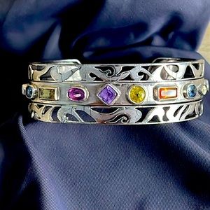 Silver and genuine precious stones bracelate